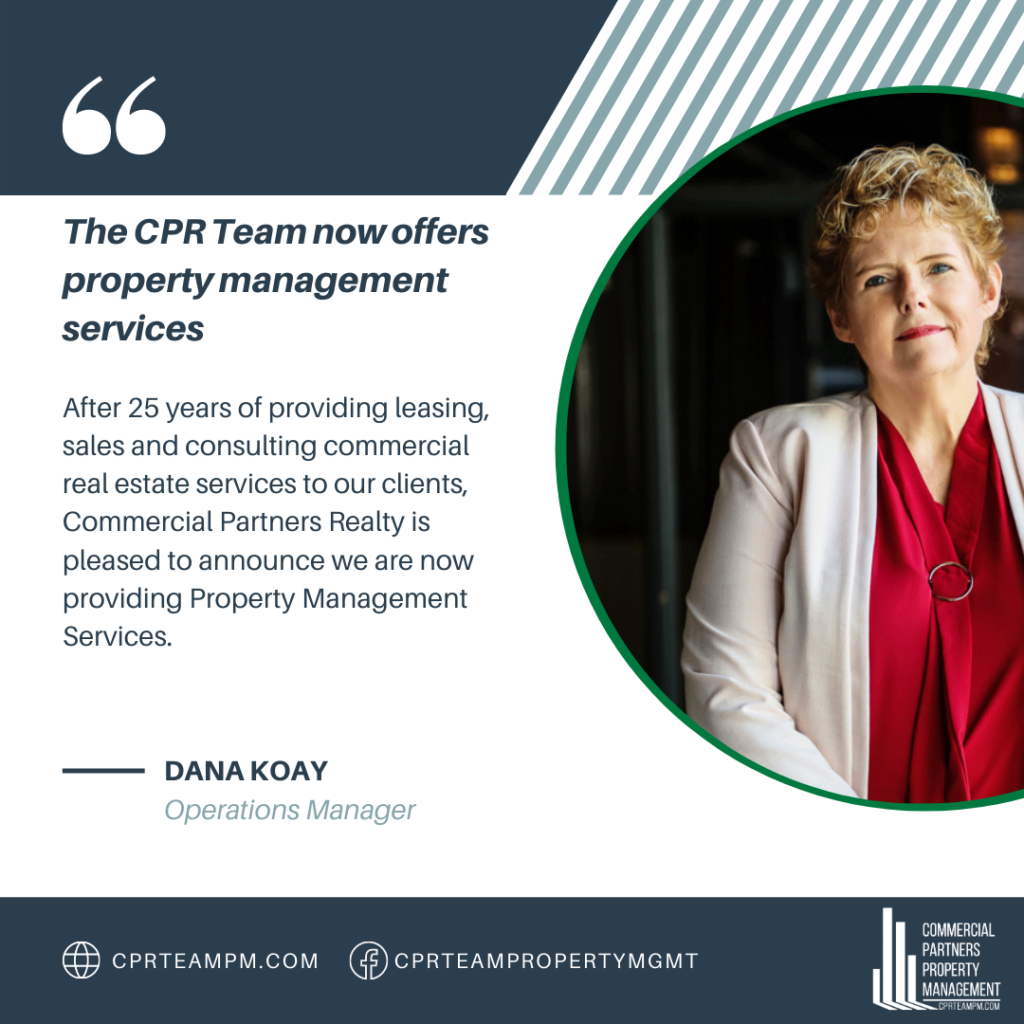Operations manager, Dana Koay, announces Commercial Partners Realty launch of property management division. 